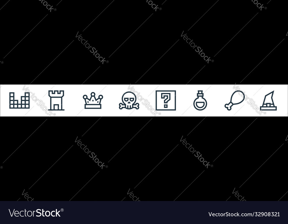 Video game elements line icons linear set quality vector image Video game elements line icons linear set quality