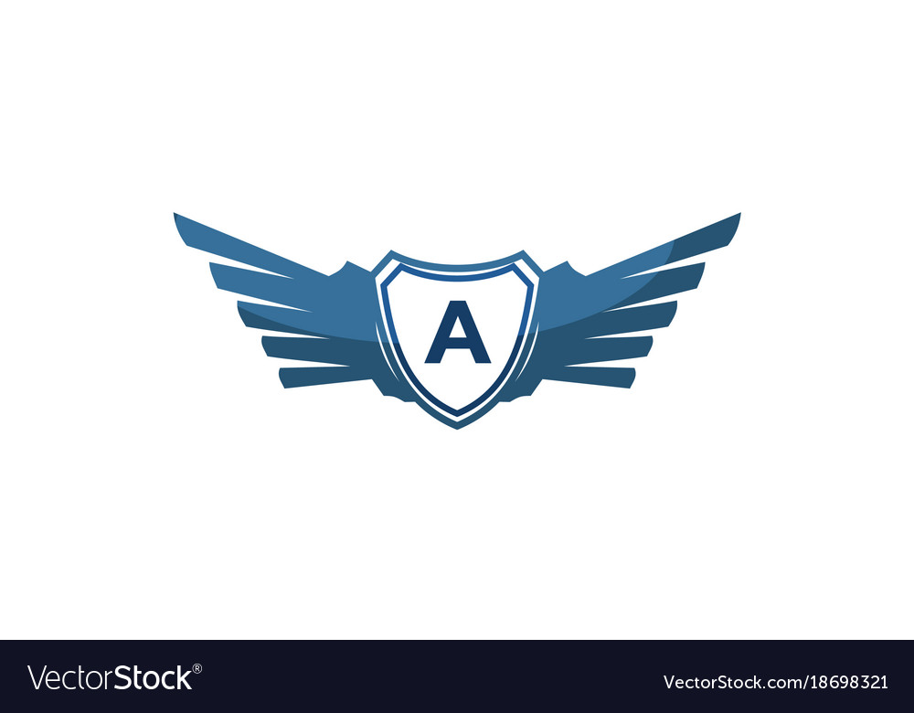 Wing shield initial Royalty Free Vector Image - VectorStock