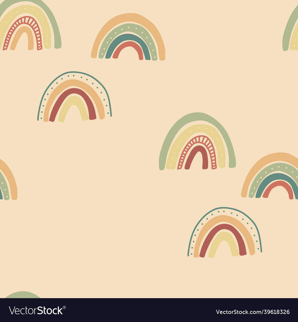 Boho rainbow pattern repeat colorful hand drawn