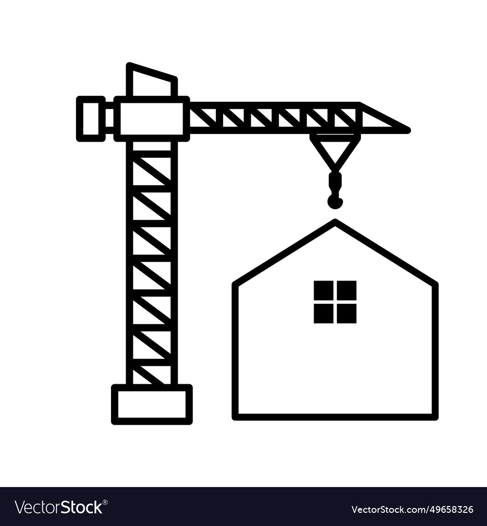 Crane house line icon logo image Royalty Free Vector Image