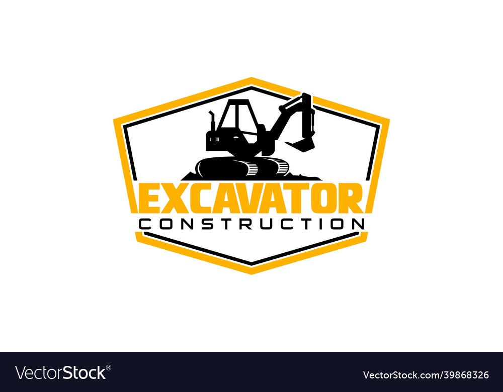 Excavator logo template heavy equipment logo Vector Image