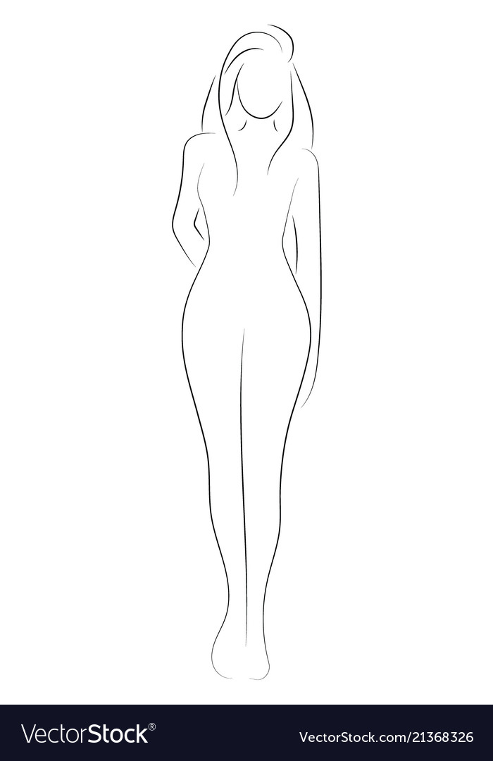 Female figure outline young girl stylized Vector Image