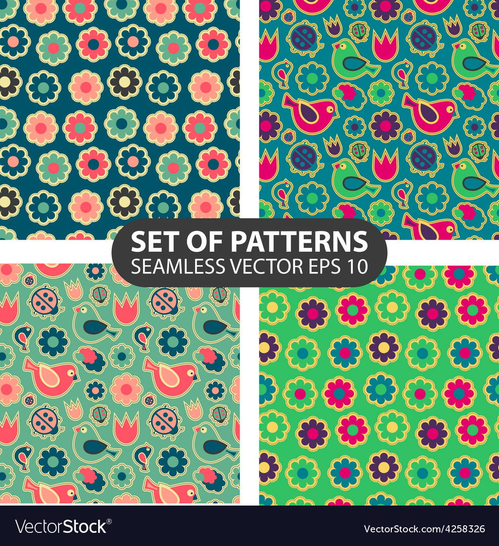 Floral Seamless Patterns - 4 EPS