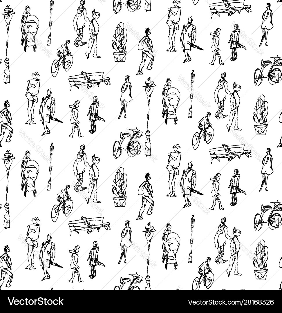 Hand Drawn Sketch Seamless Pattern Royalty Free Vector Image