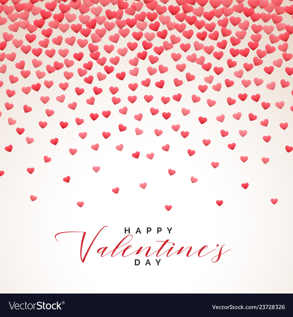 Hearts rainfall valentines day background Vector Image