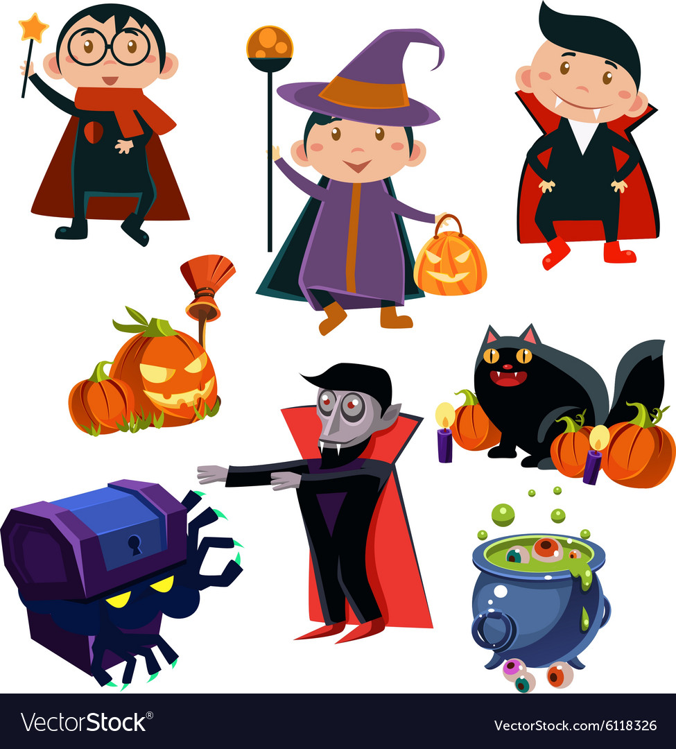 Kids wearing halloween costumes