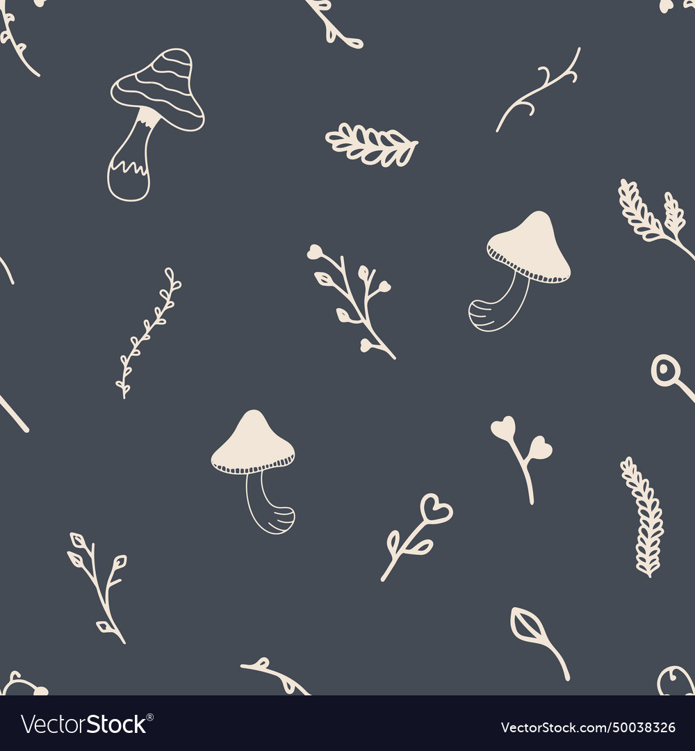 Seamless autumn and summer pattern with mushrooms