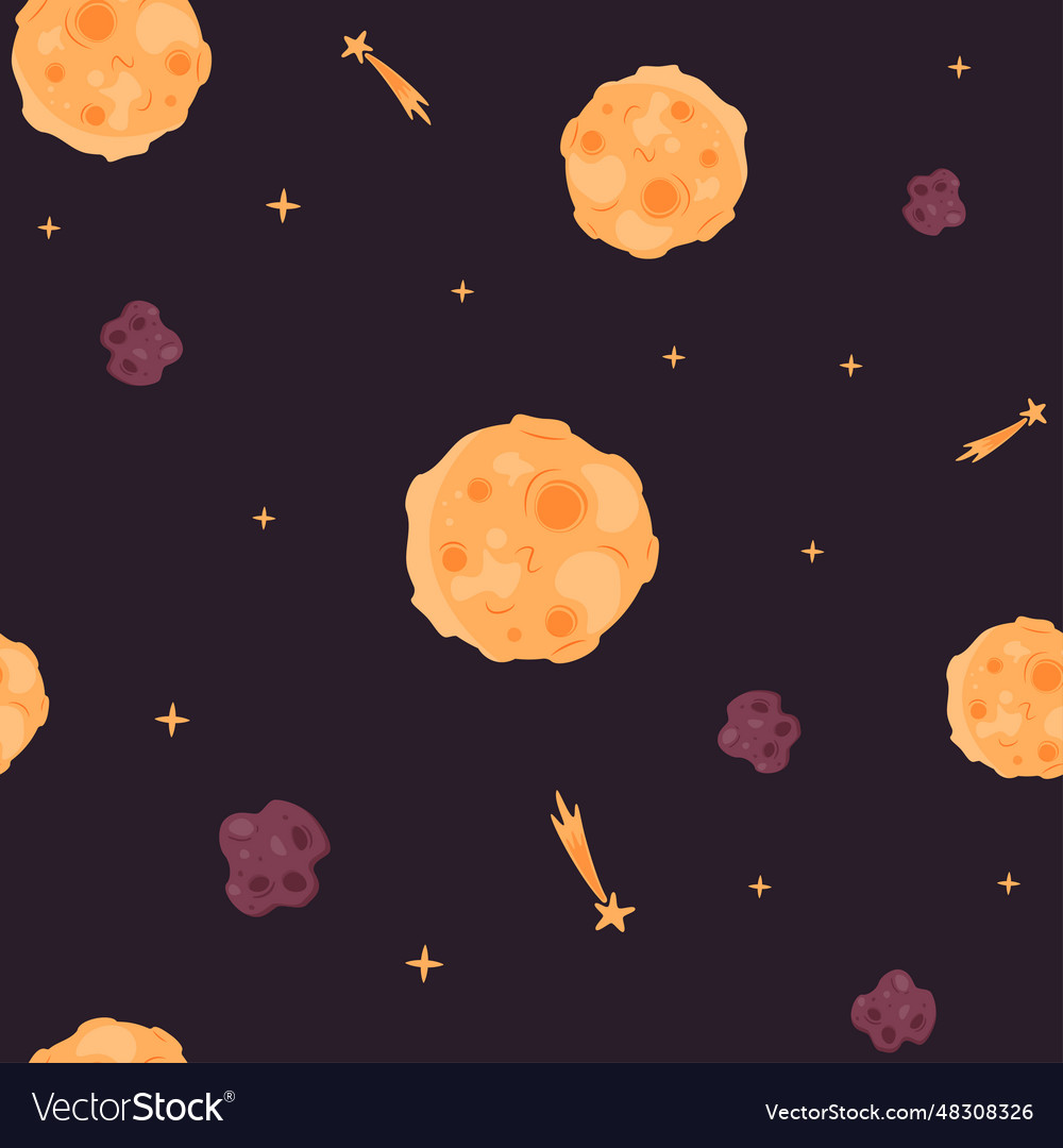 Seamless pattern of open space with the moon vector image Seamless pattern of open space with the moon