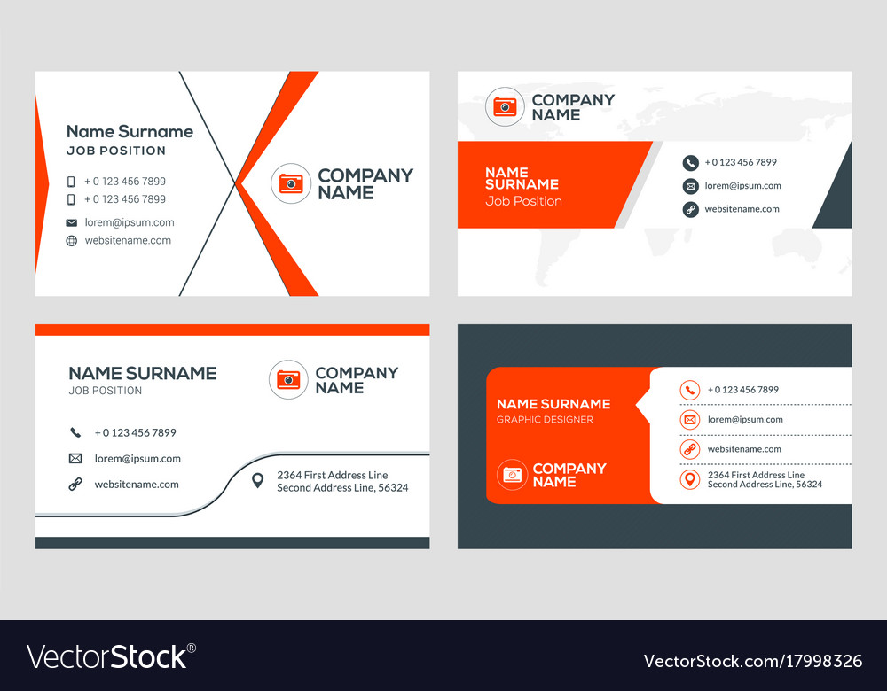 Set of 4 business card templates flat design