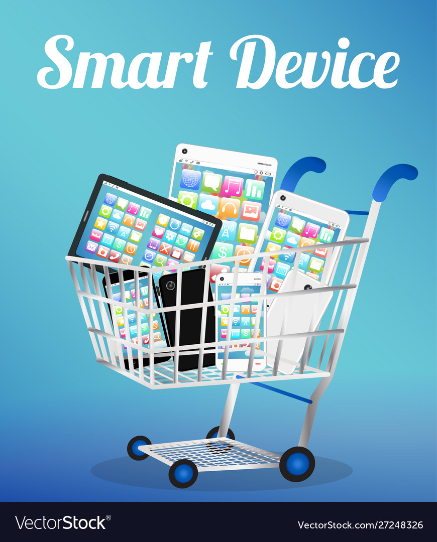 Smart device with phone and tablet on a cart