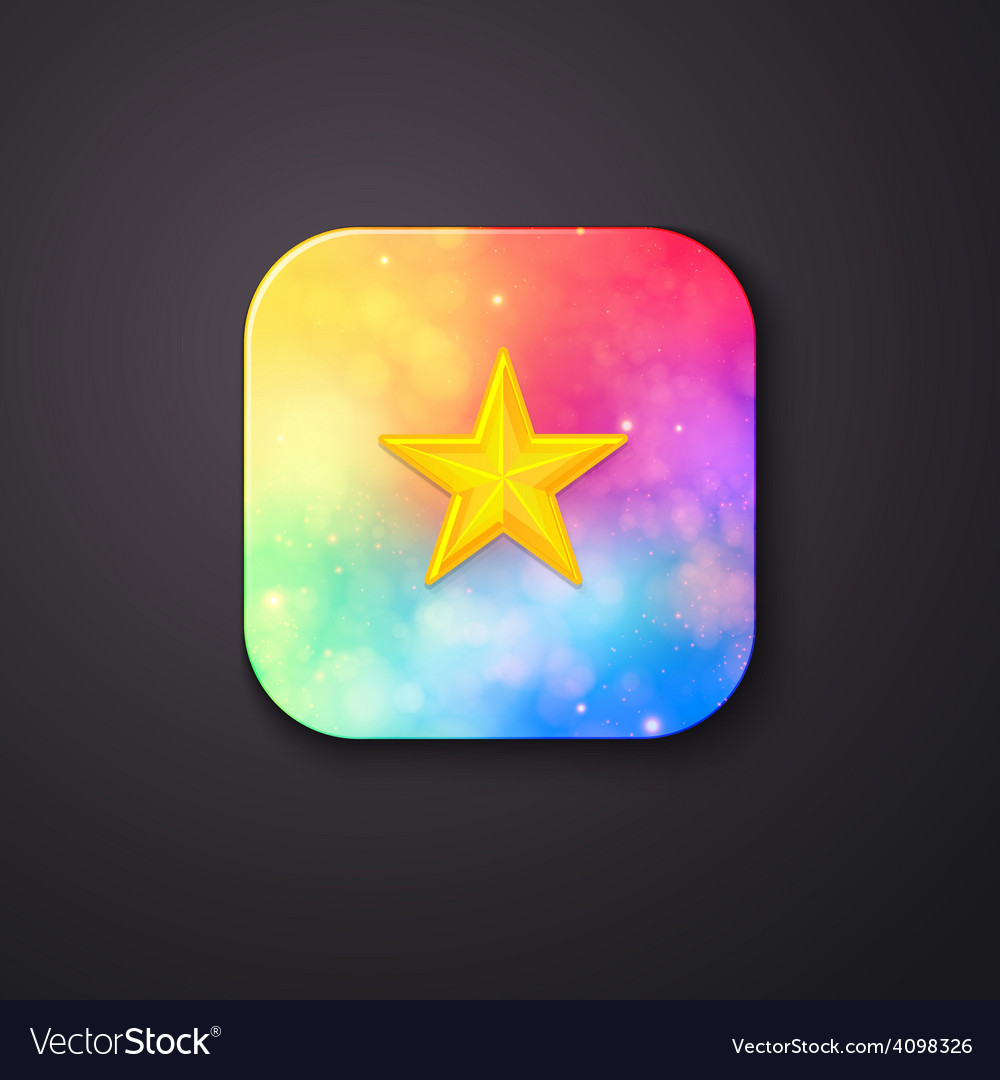 Square buttons with abstract colors and a star