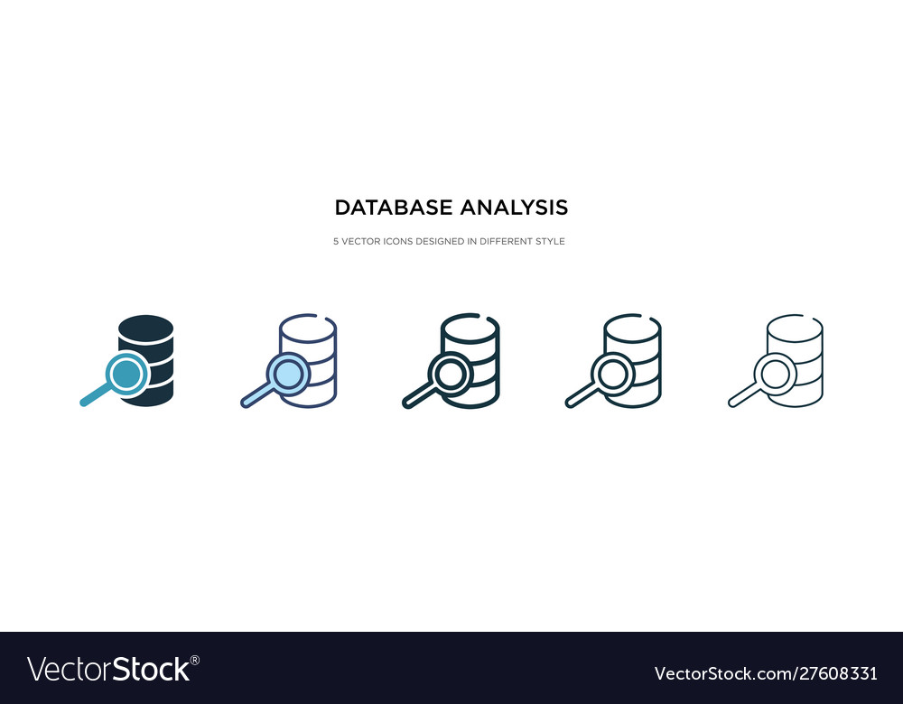 Database analysis icon in different style two vector image Database analysis icon in different style two