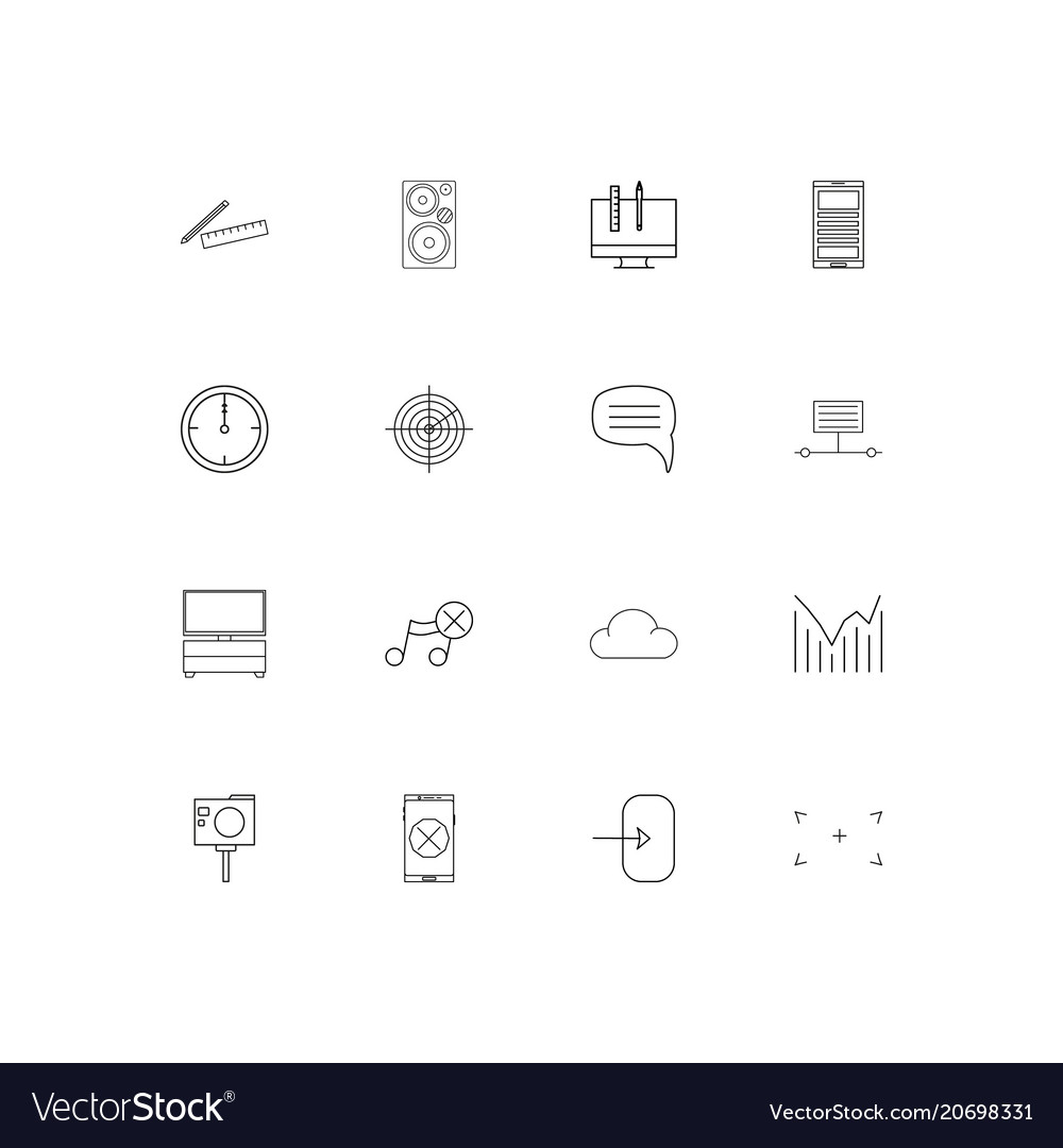 Devices simple linear icons set outlined
