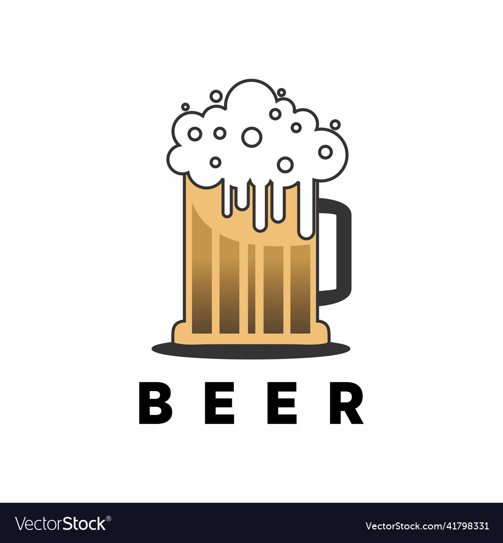 Glass of beer with foam logo design abstract Vector Image