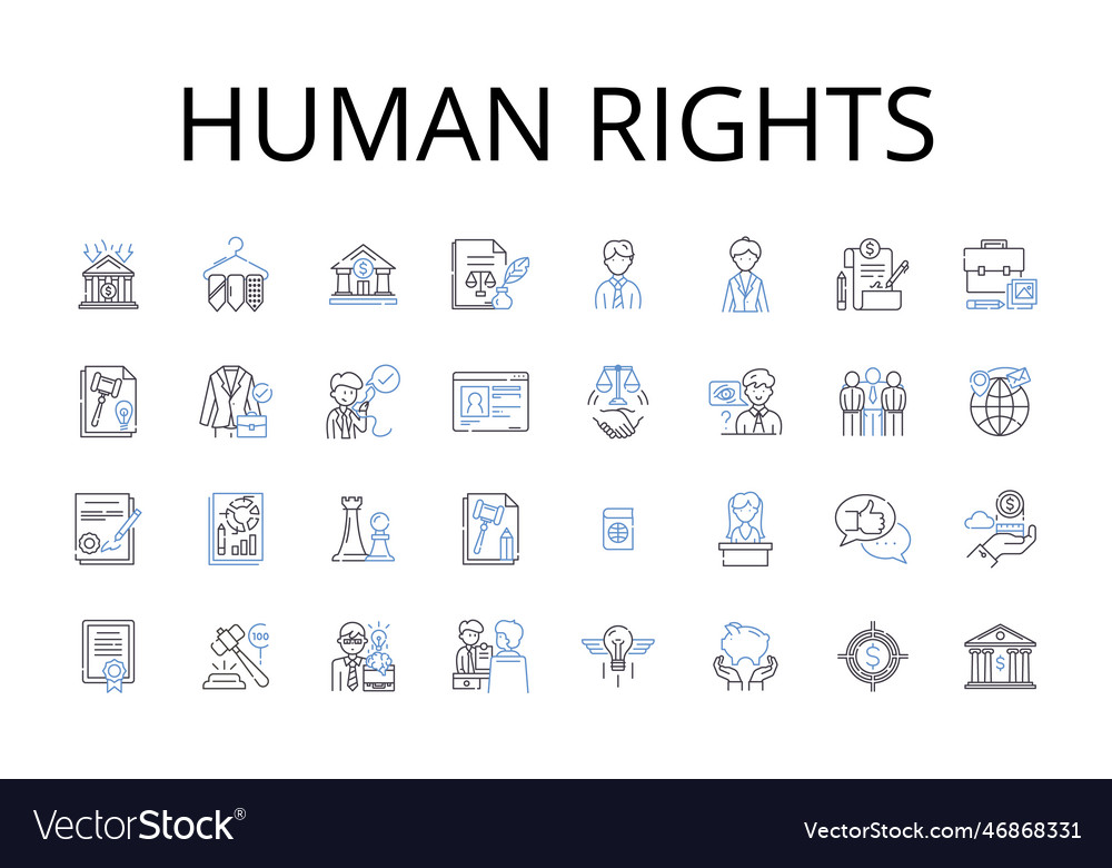 Human rights line icons collection freedoms Vector Image