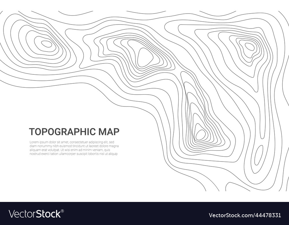 Line Contour Topographic Map With Terrain Relief Vector Image