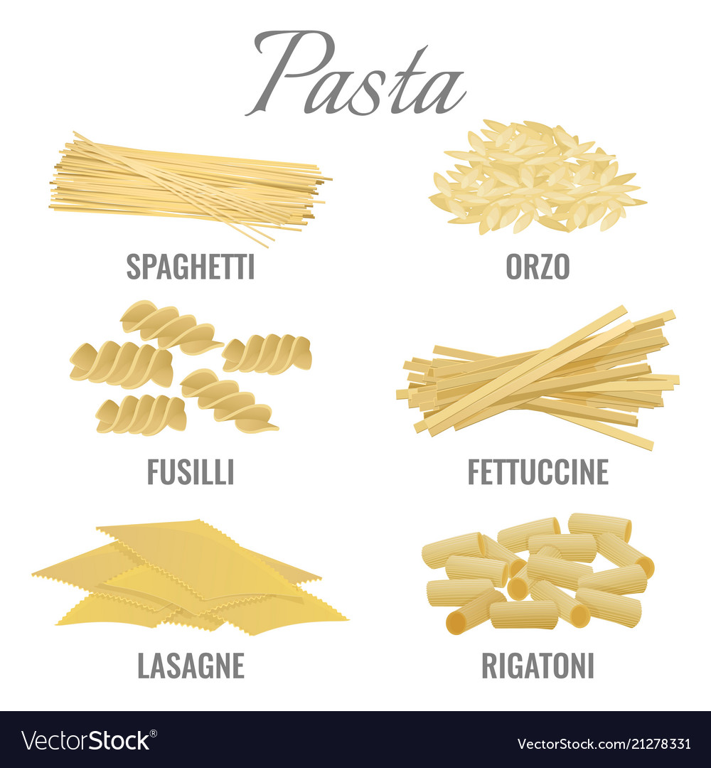 Pasta Types Spaghetti And Orso Set Royalty Free Vector Image | My XXX ...