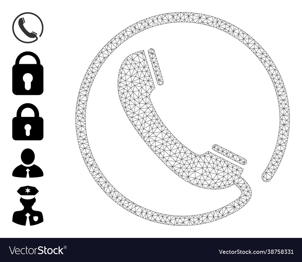 Polygonale Netz-Telefon-Symbol mit einfachen Piktogrammen vector image Polygonale Netz-Telefon-Symbol mit einfachen Piktogrammen
