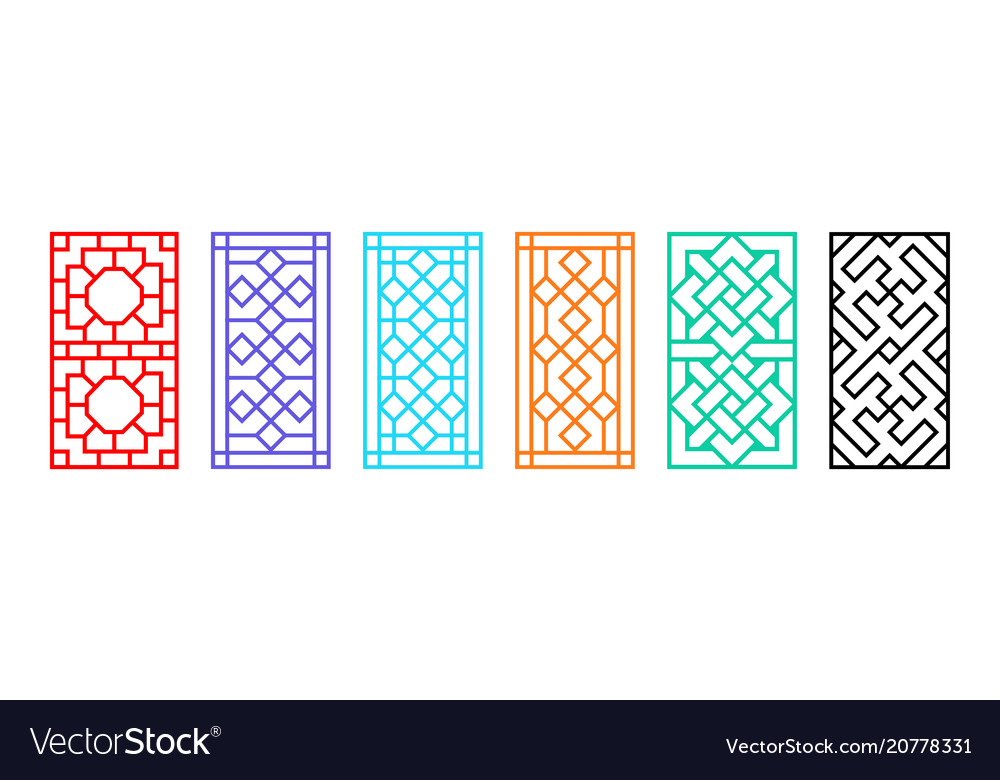 Rectangle chinese window frame in flat art vector image Rectangle chinese window frame in flat art