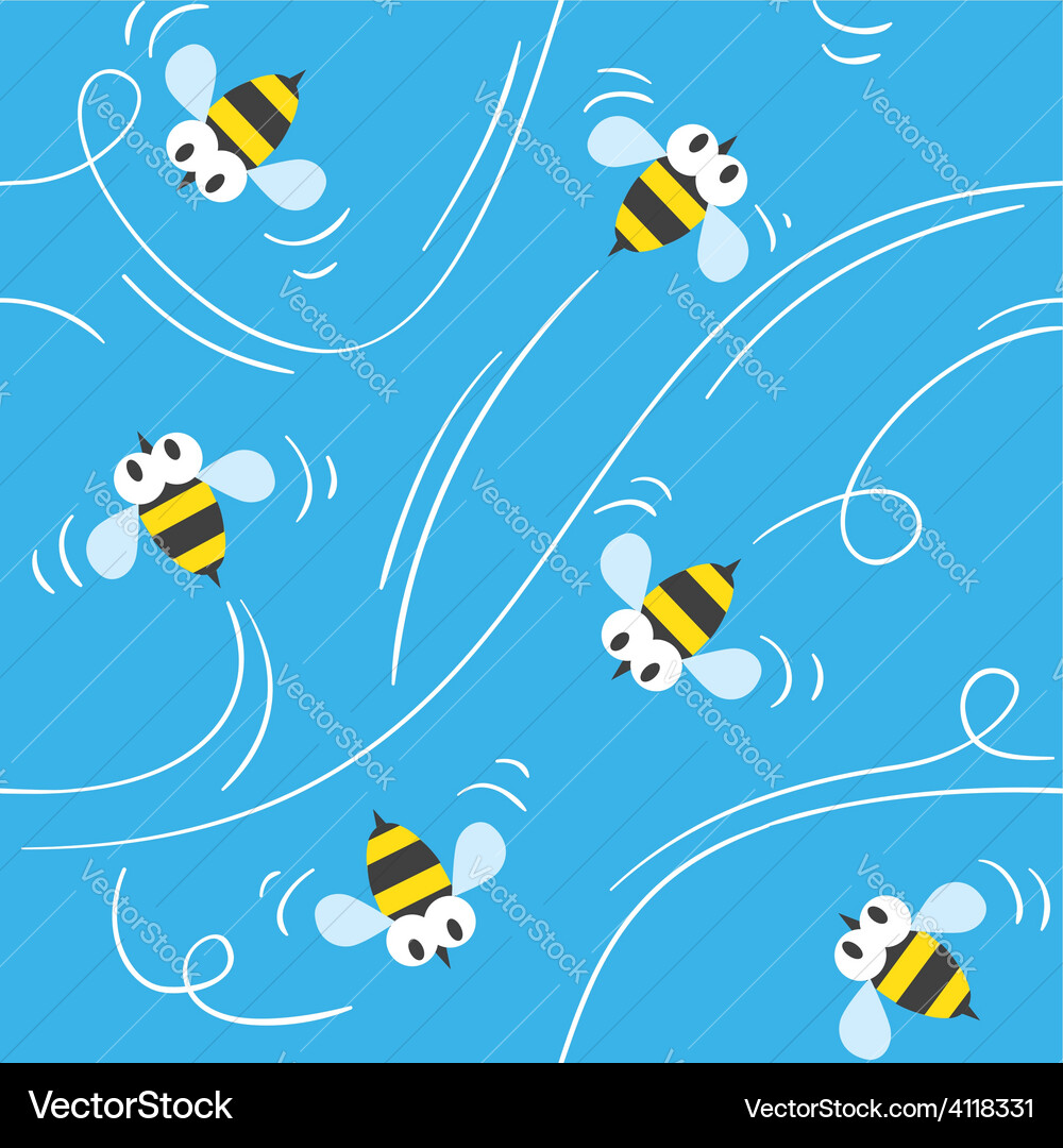 Seamless pattern with funny bees Royalty Free Vector Image