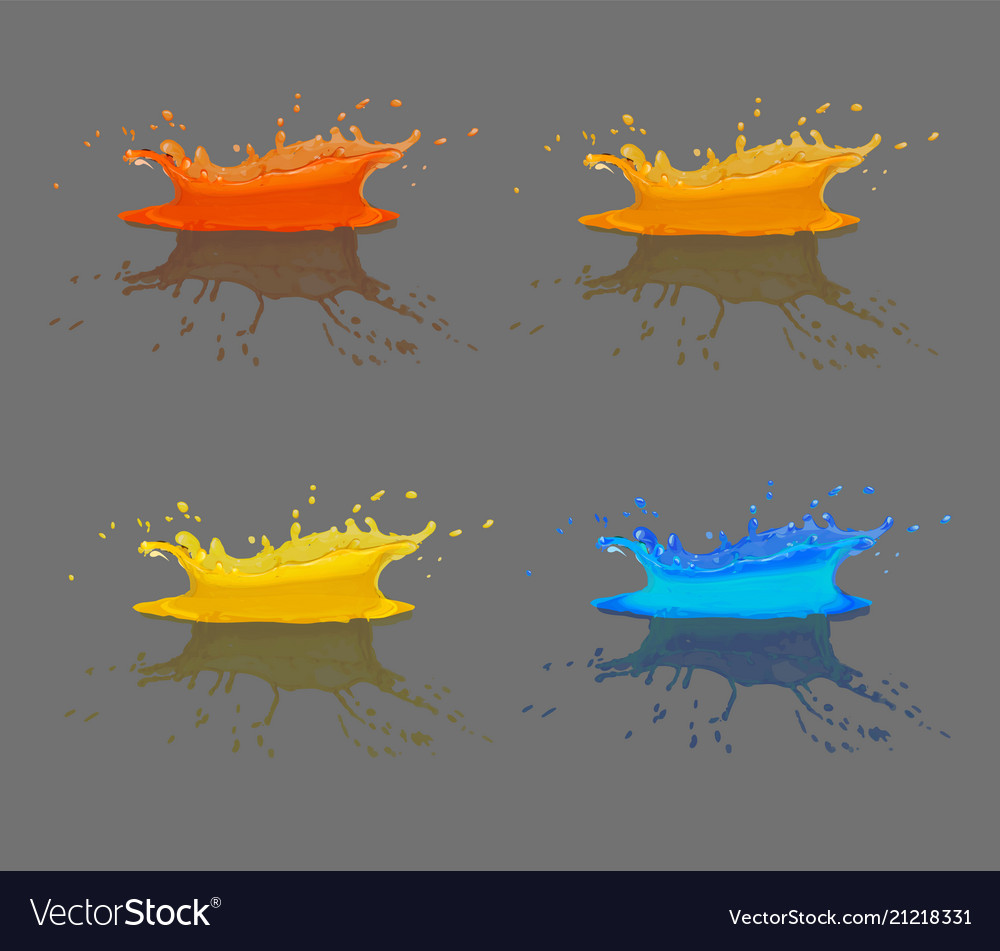 Set of splashes with reflection effect water