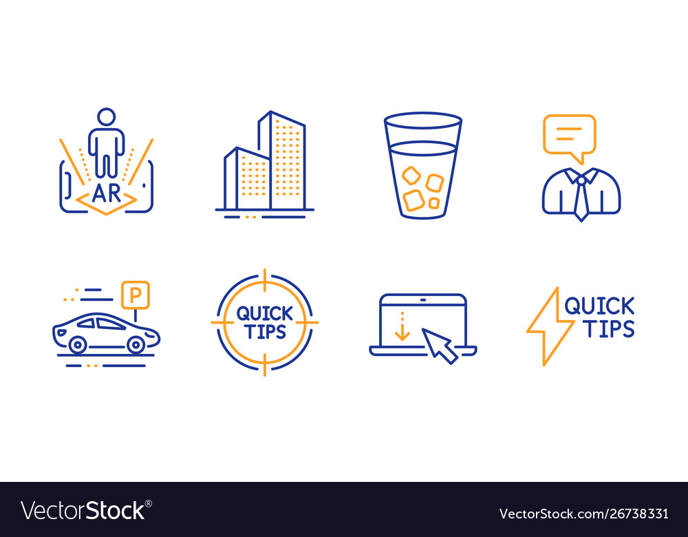 Tips skyscraper buildings and scroll down icons