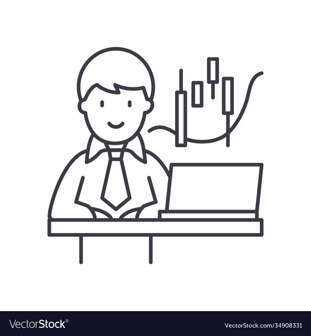 Trader icon linear isolated thin vector image Trader icon linear isolated thin