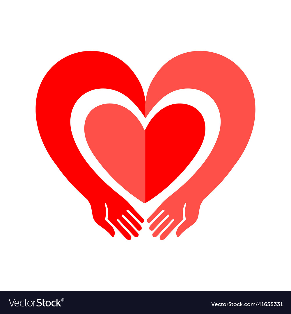 World heart day hands hugging symbol Royalty Free Vector