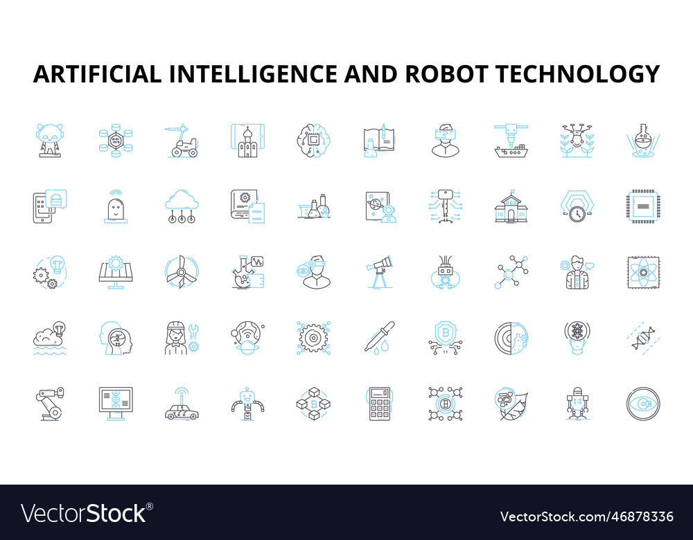Artificial intelligence and robot technology vector image Artificial intelligence and robot technology