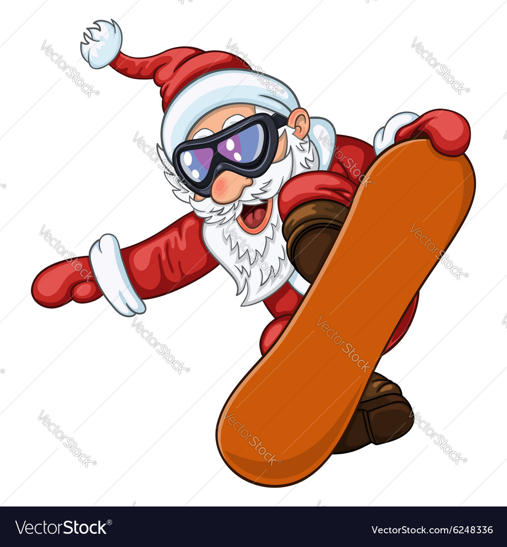 Cartoon santa claus in protective spectacles