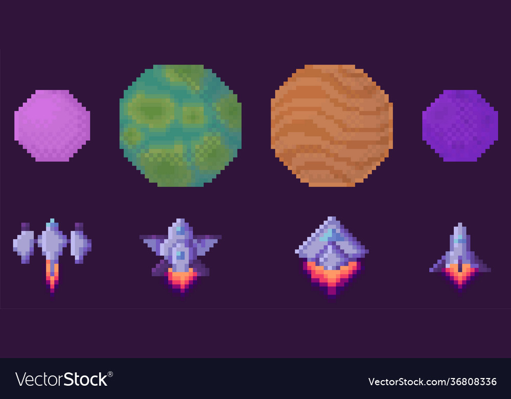 Collection cosmic round objects above lined up vector image Collection cosmic round objects above lined up