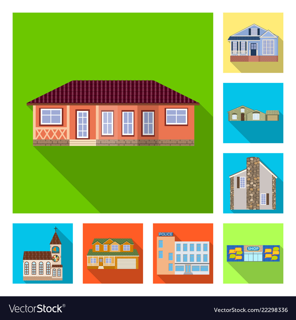 Design of building and front symbol set