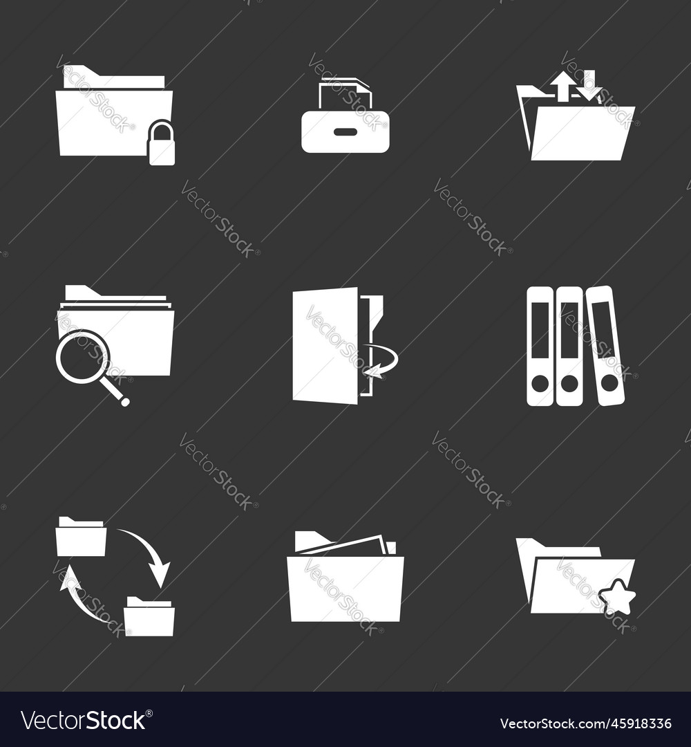 Folder icons set on a black background