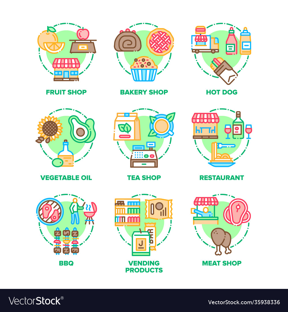 Food and meal set icons color