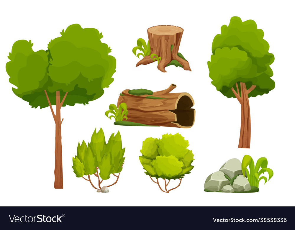 Forest Elements - Tree & Stone Set