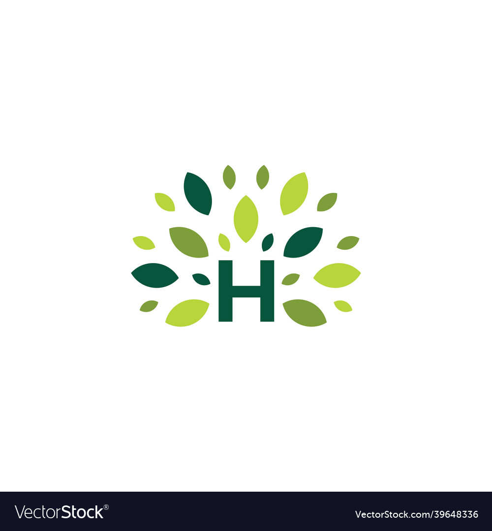 H letter tree leaf nature mark green logo icon vector image H letter tree leaf nature mark green logo icon