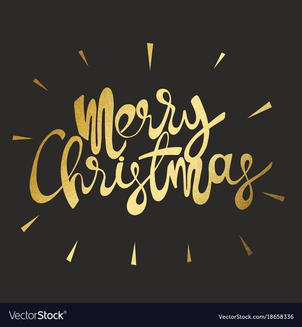 Merry christmas gold inscription on a black Vector Image