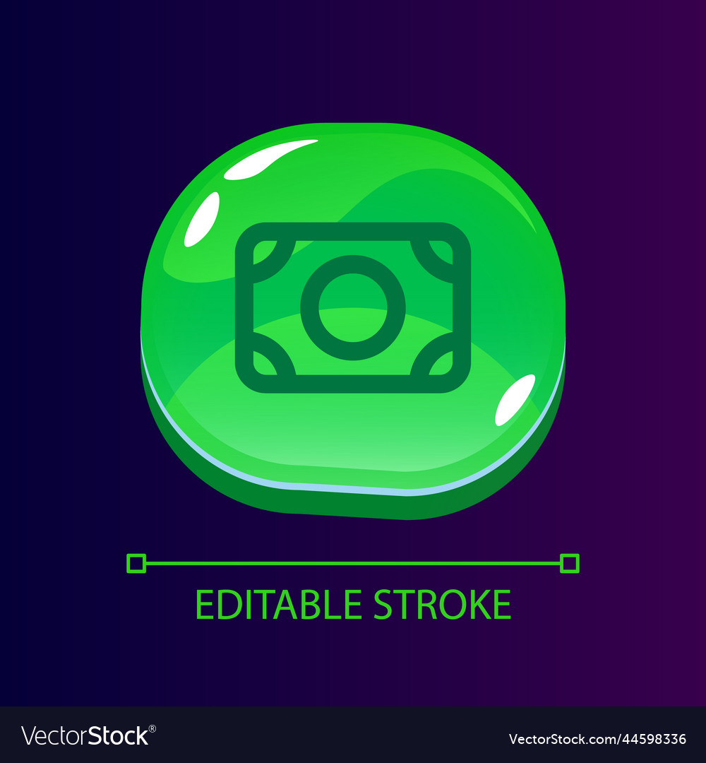 Money glossy ui button with linear icon vector image Money glossy ui button with linear icon