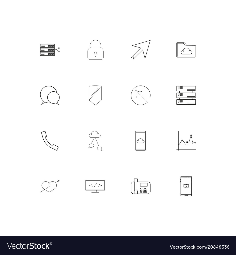 Network and database linear thin icons set