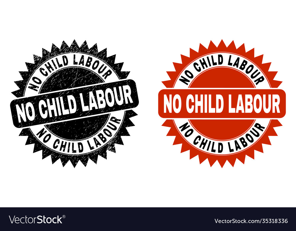 No child labour black rosette seal with corroded