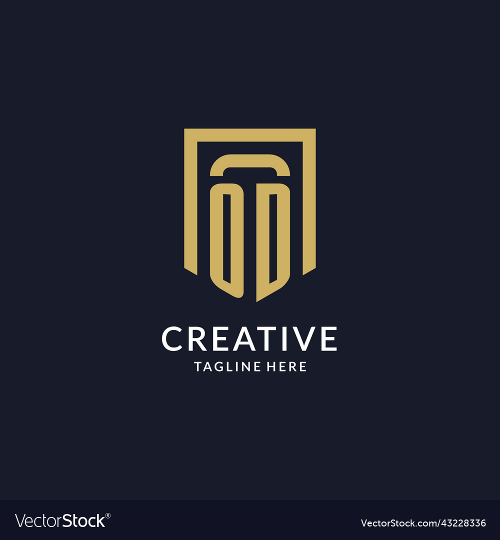 Od logo initial with geometric shield shape
