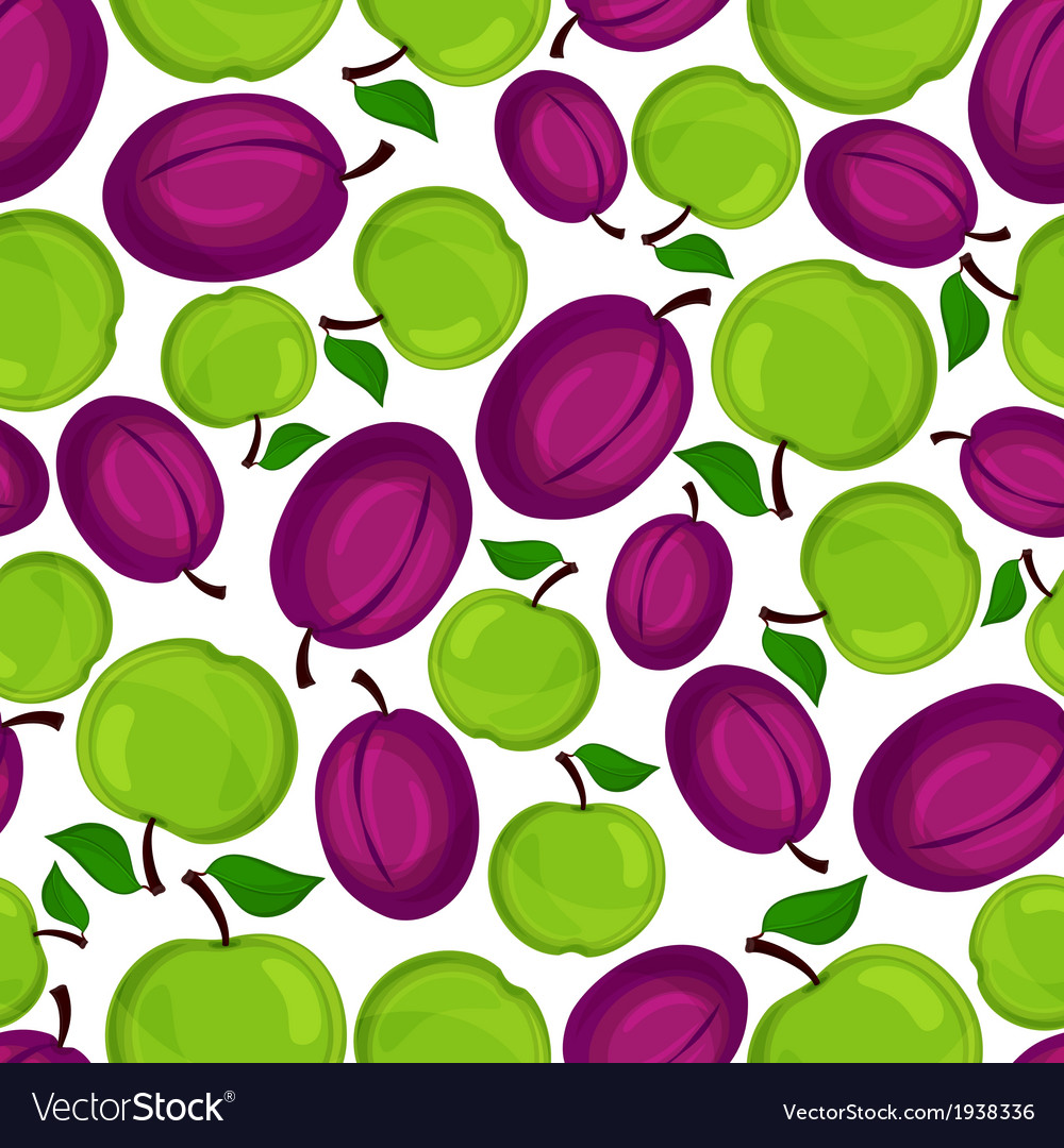 Plum and Apple Seamless Pattern