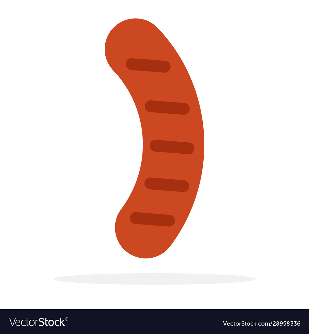 Pork sausage grilled flat isolated Royalty Free Vector Image