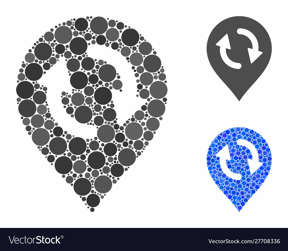 Refresh map marker composition icon spheric vector image Refresh map marker composition icon spheric
