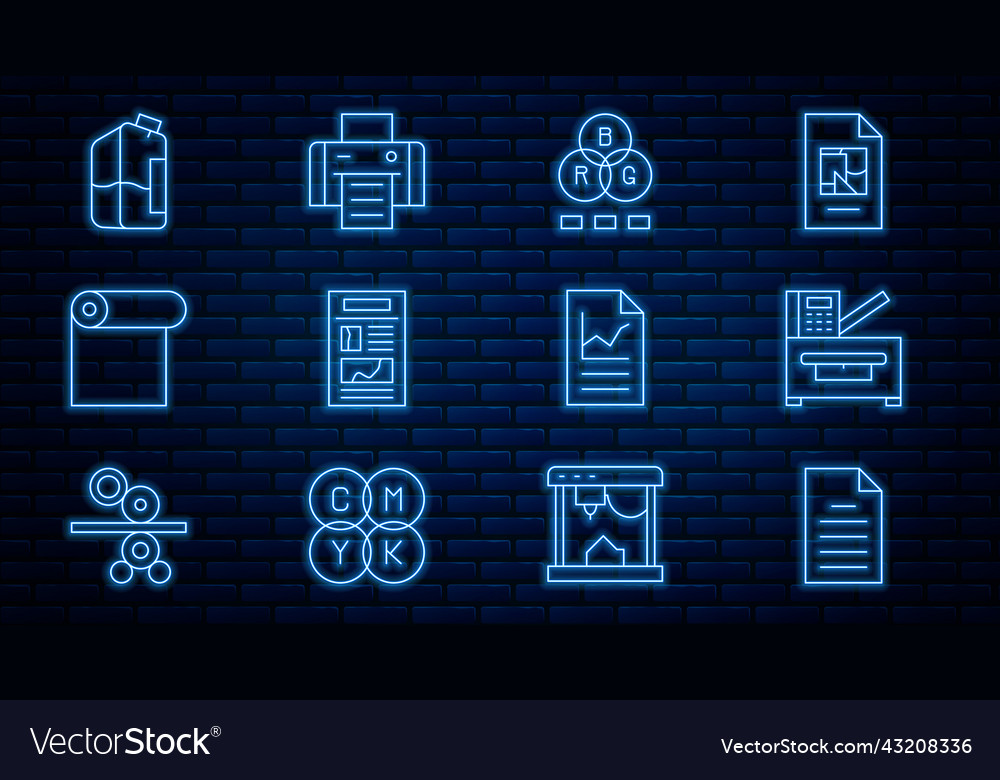 Set line file document copy machine rgb color vector image Set line file document copy machine rgb color