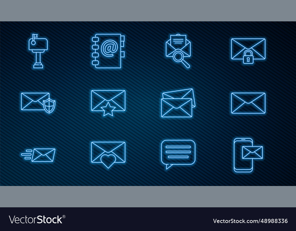 Set line mobile and envelope Vector Image Set line mobile and envelope