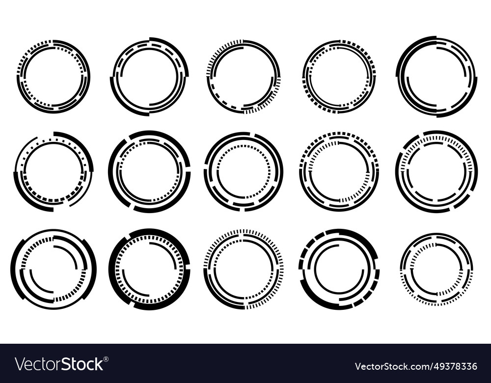 Set of sci fi black circle user interface Vector Image Set of sci fi black circle user interface