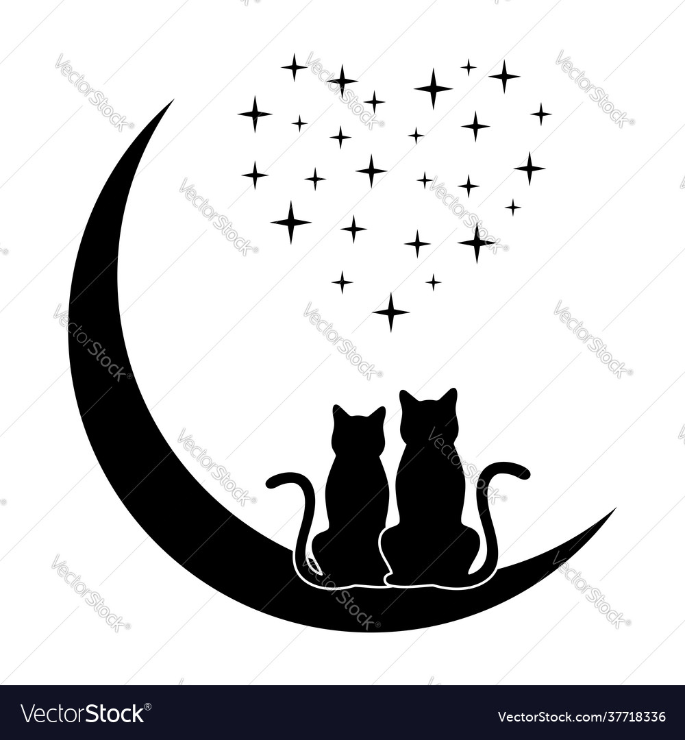 Silhouette of two cats Royalty Free Vector Image