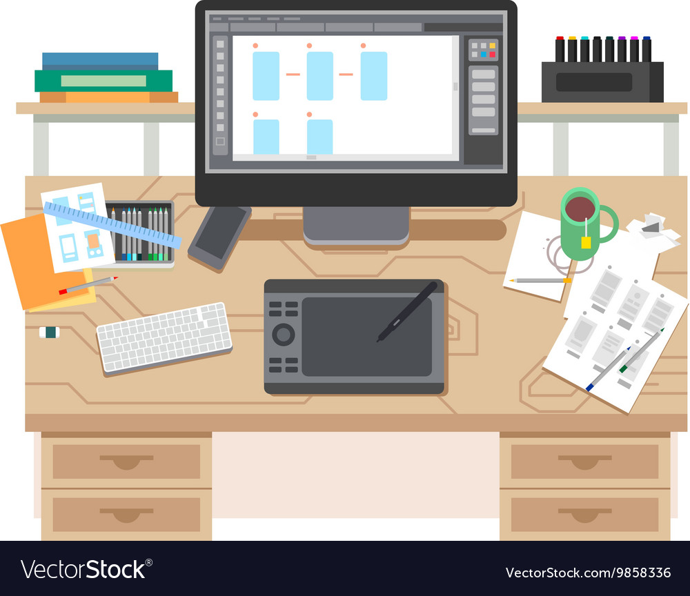 Ui and ux app design workspace Royalty Free Vector Image