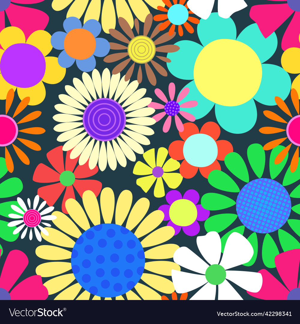 Bright colorful farmhouse floral textile pattern